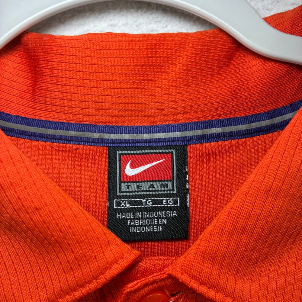 Vintage Nike Clemson Tiger Polo Shirt Men XL Orange Pearl College Preppy 90s Y2K - Picture 6 of 9
